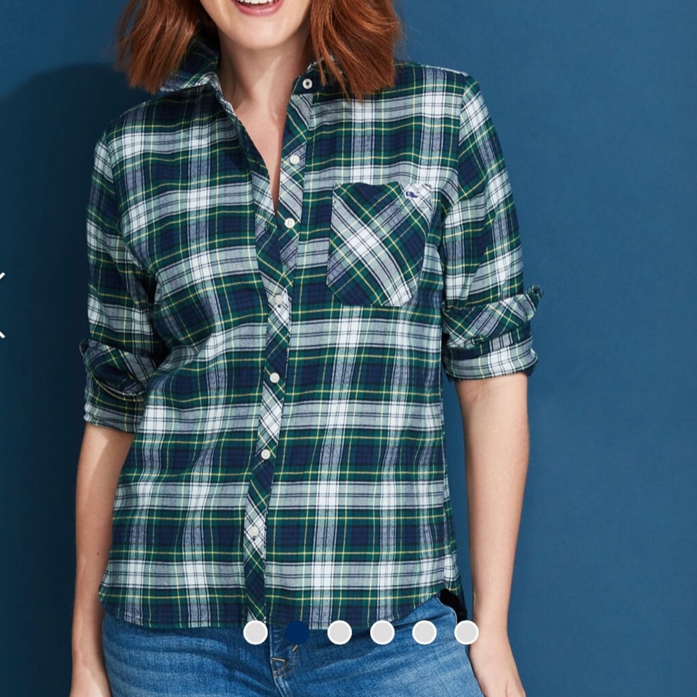 Vineyard Vines Green and Blue Plaid Button Down Shirt